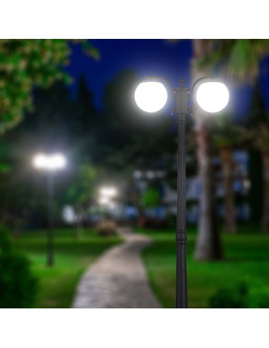 11828-Lampione LED con Doppio Portalampada a Lanterna xE Colore Nero Opaco h cm IP-4