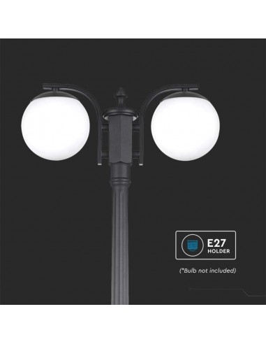 11828-Lampione LED con Doppio Portalampada a Lanterna xE Colore Nero Opaco h cm IP-5