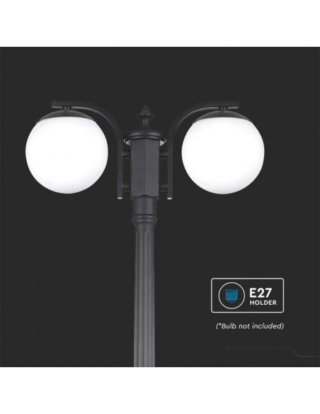 11828-Lampione LED con Doppio Portalampada a Lanterna xE Colore Nero Opaco h cm IP-5