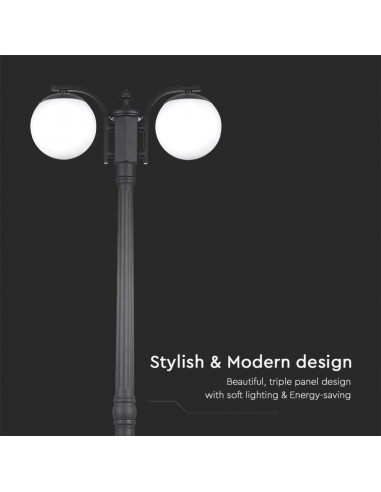 11828-Lampione LED con Doppio Portalampada a Lanterna xE Colore Nero Opaco h cm IP-6