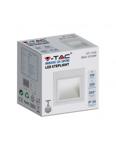 121284-Faretto LED Segnapasso Quadrato Montaggio a Incasso  Colore Bianco  IP-1 2