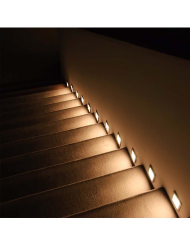 121284-Faretto LED Segnapasso Quadrato Montaggio a Incasso  Colore Bianco  IP-5