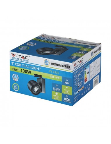 1235-Faretto LED COB da Binario  Colore Nero  CRI-2