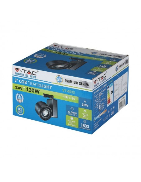 1235-Faretto LED COB da Binario  Colore Nero  CRI-2