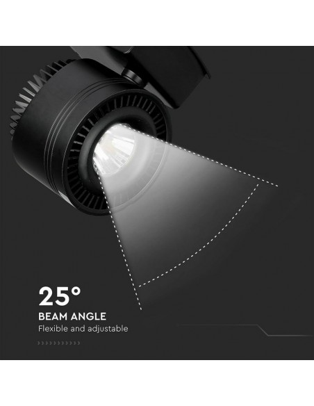 1235-Faretto LED COB da Binario  Colore Nero  CRI-7