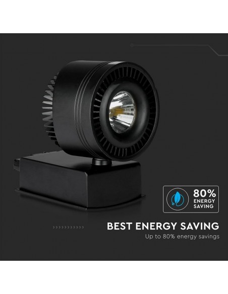 Faretto da Binario LED COB 33W CRI maggiore di 95 Corpo Nero 5000K