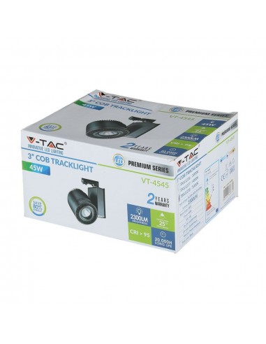 1238-Faretto LED COB da Binario  Colore Nero  CRI-3