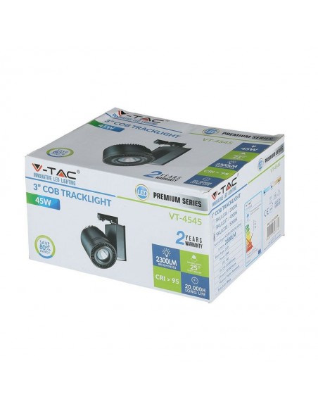 1238-Faretto LED COB da Binario  Colore Nero  CRI-3