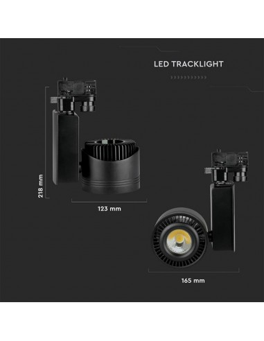 1238-Faretto LED COB da Binario  Colore Nero  CRI-4