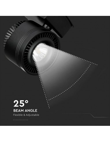 1238-Faretto LED COB da Binario  Colore Nero  CRI-6