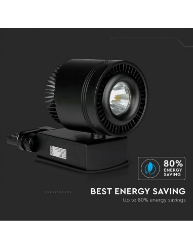 1238-Faretto LED COB da Binario  Colore Nero  CRI-7