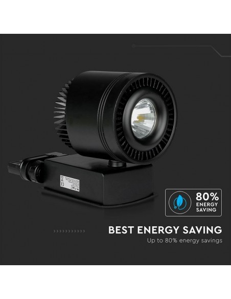 1238-Faretto LED COB da Binario  Colore Nero  CRI-7