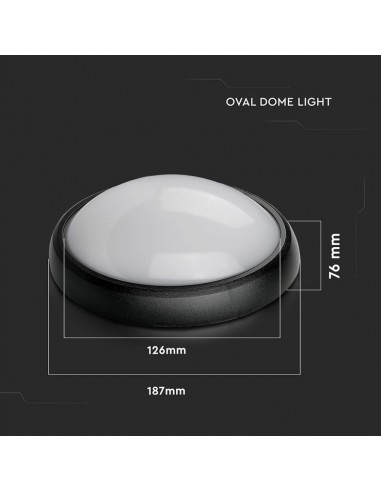 1267-Plafoniera LED Ovale  Colore Nero  IP-3