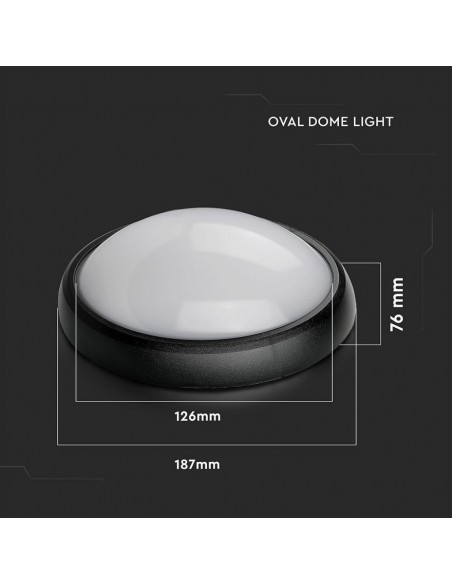 1267-Plafoniera LED Ovale  Colore Nero  IP-3