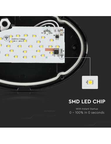 1267-Plafoniera LED Ovale  Colore Nero  IP-7