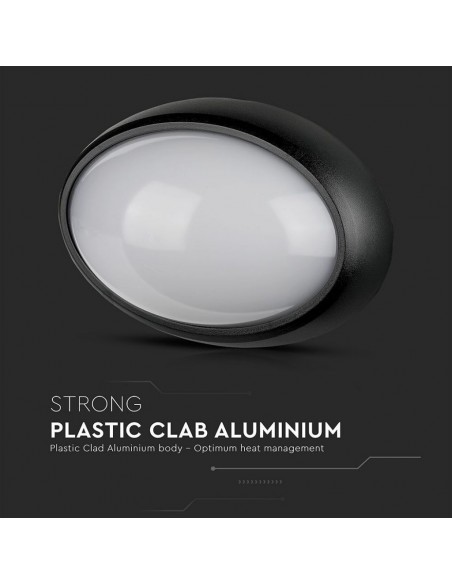 Plafoniera LED Ovale 8W Nero 3000K IP54