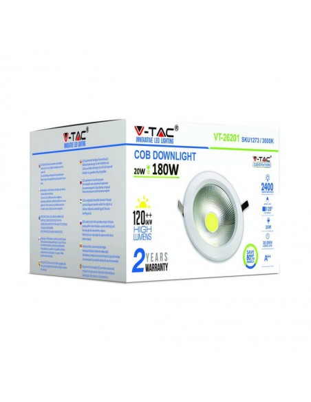 1275-Faretto LED da Incasso Rotondo LED COB  LM/W Colore Bianco -2