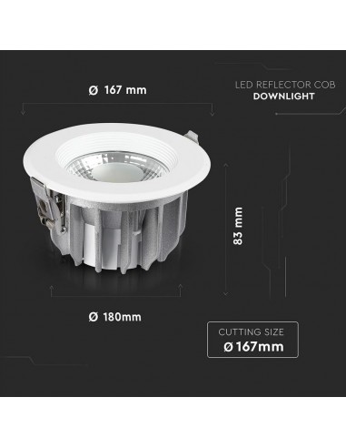 1275-Faretto LED da Incasso Rotondo LED COB  LM/W Colore Bianco -3