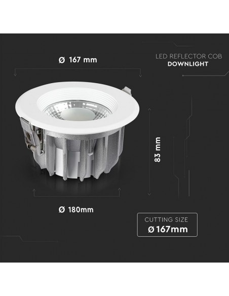 1275-Faretto LED da Incasso Rotondo LED COB  LM/W Colore Bianco -3