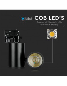 1303-Faretto LED da Binario  Colore Nero  CRI-1 2