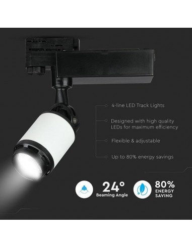 1334-Faretto LED da Binario  Colore Nero e Bianco -5