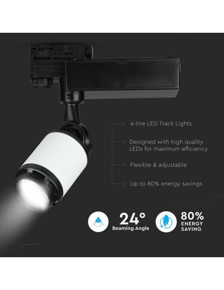 1334-Faretto LED da Binario  Colore Nero e Bianco -5