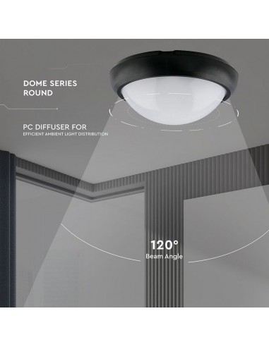 Plafoniera LED Rotonda 12W Nero 3000K...