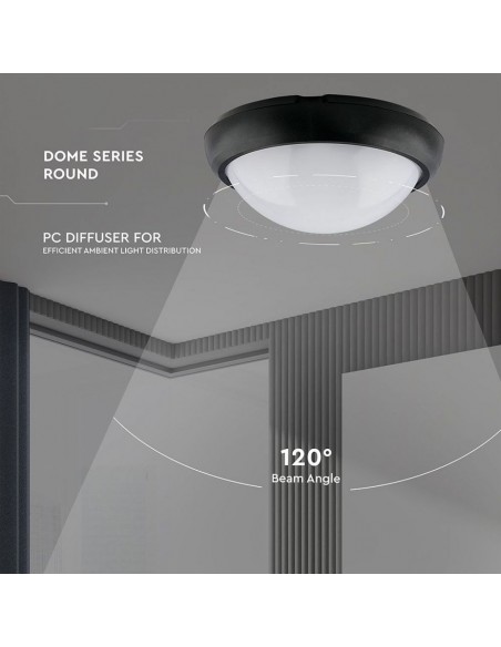 Plafoniera LED Rotonda 12W Nero 3000K IP54