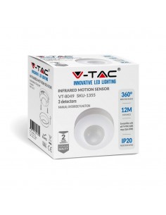 1355-Sensore di Movimento a Infrarossi  Montaggio a Plafone Con funzionalità ON/OFF Colore Bianco Max  IP-1 2