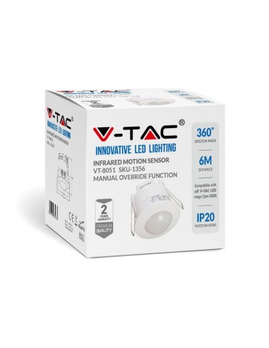 1356-Sensore di Movimento a Infrarossi  Montaggio a Incasso Max  IP-2