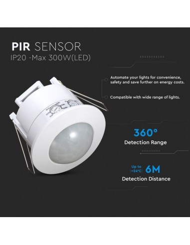 1356-Sensore di Movimento a Infrarossi  Montaggio a Incasso Max  IP-5