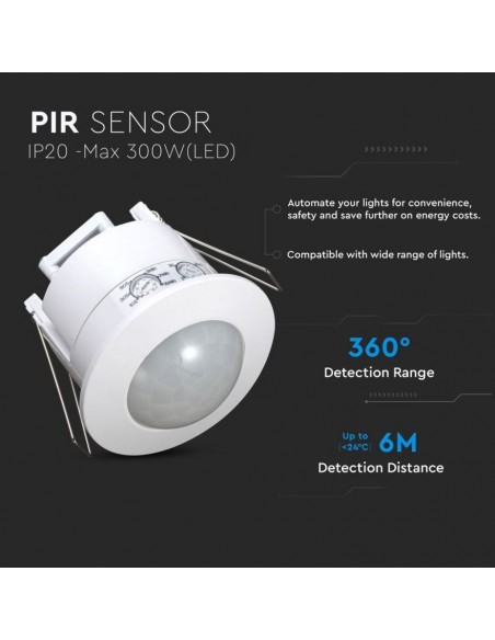 1356-Sensore di Movimento a Infrarossi  Montaggio a Incasso Max  IP-5