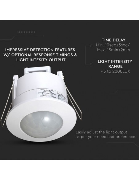 1356-Sensore di Movimento a Infrarossi  Montaggio a Incasso Max  IP-7