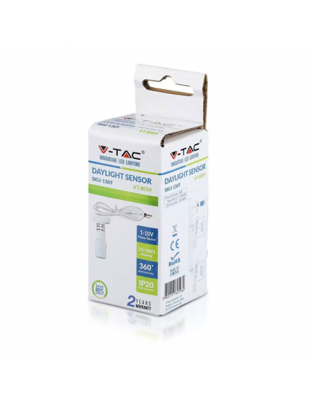 1369-Sensore Crepuscolare per Driver Dimmerabili -V  Colore Bianco IP-2