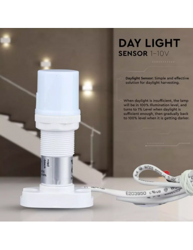 1369-Sensore Crepuscolare per Driver Dimmerabili -V  Colore Bianco IP-6