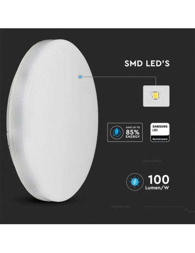 13949-Plafoniera LED Chip Samsung Rotonda  LM/W Colore Bianco  IP-6