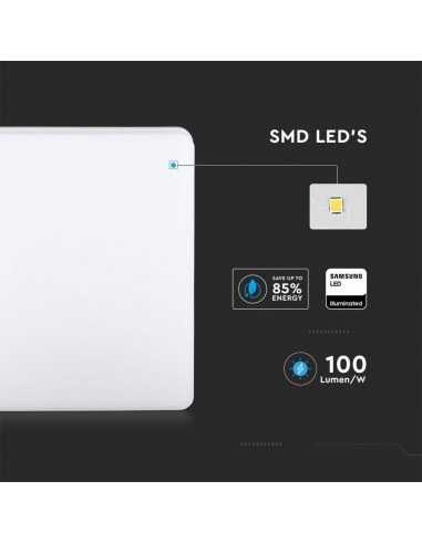 13959-Plafoniera LED Chip Samsung Quadrata  LM/W Colore Bianco  IP-6