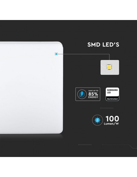13959-Plafoniera LED Chip Samsung Quadrata  LM/W Colore Bianco  IP-6