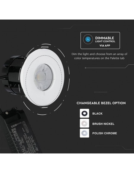 Faretto LED COB da Incasso Rotondo 10W 3 in 1 (2700K+4000K+6500K) Resistente al Fuoco con Bluetooth IP65 Dimmerabile