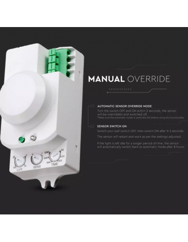 1446-Sensore di Movimento a Microonde  Montaggio a Plafone Colore Bianco Max  IP-6