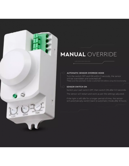 1446-Sensore di Movimento a Microonde  Montaggio a Plafone Colore Bianco Max  IP-6