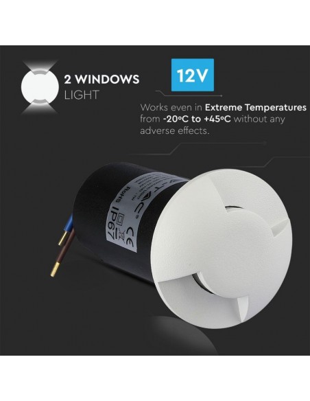 1467-Faretto LED Segnapasso a Cilindro da Interramento  Doppio Fascio Luminoso Colore Bianco V   Driver non Incluso-6