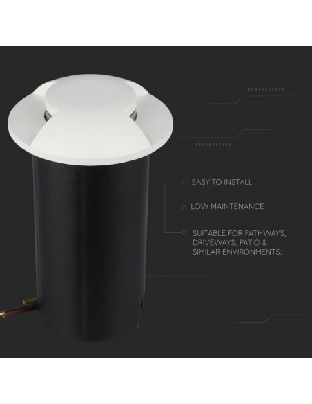 Faretto LED Segnapasso a Cilindro da Interramento 1W Doppio Fascio Luminoso Bianco 12V 6500K IP67 Driver non Incluso