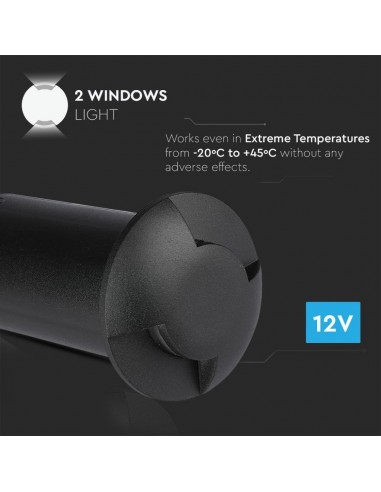 1468-Faretto LED Segnapasso a Cilindro da Interramento  Doppio Fascio Luminoso Colore Nero V   Driver non Incluso-7