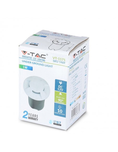 1471-Faretto LED Segnapasso a Cilindro da Interramento Calpestabile  con  Fasci Luminosi Colore Bianco V  -2