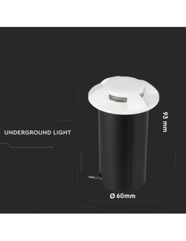 1471-Faretto LED Segnapasso a Cilindro da Interramento Calpestabile  con  Fasci Luminosi Colore Bianco V  -3