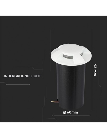 1471-Faretto LED Segnapasso a Cilindro da Interramento Calpestabile  con  Fasci Luminosi Colore Bianco V  -3