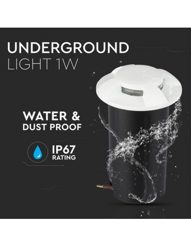 1471-Faretto LED Segnapasso a Cilindro da Interramento Calpestabile  con  Fasci Luminosi Colore Bianco V  -5