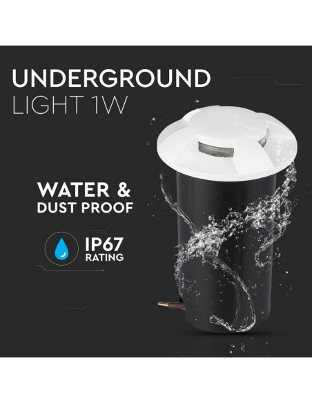 1471-Faretto LED Segnapasso a Cilindro da Interramento Calpestabile  con  Fasci Luminosi Colore Bianco V  -5