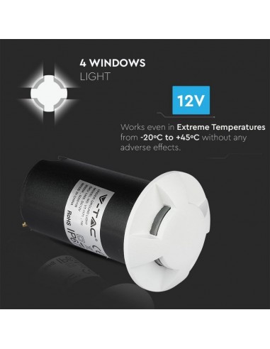 1471-Faretto LED Segnapasso a Cilindro da Interramento Calpestabile  con  Fasci Luminosi Colore Bianco V  -6